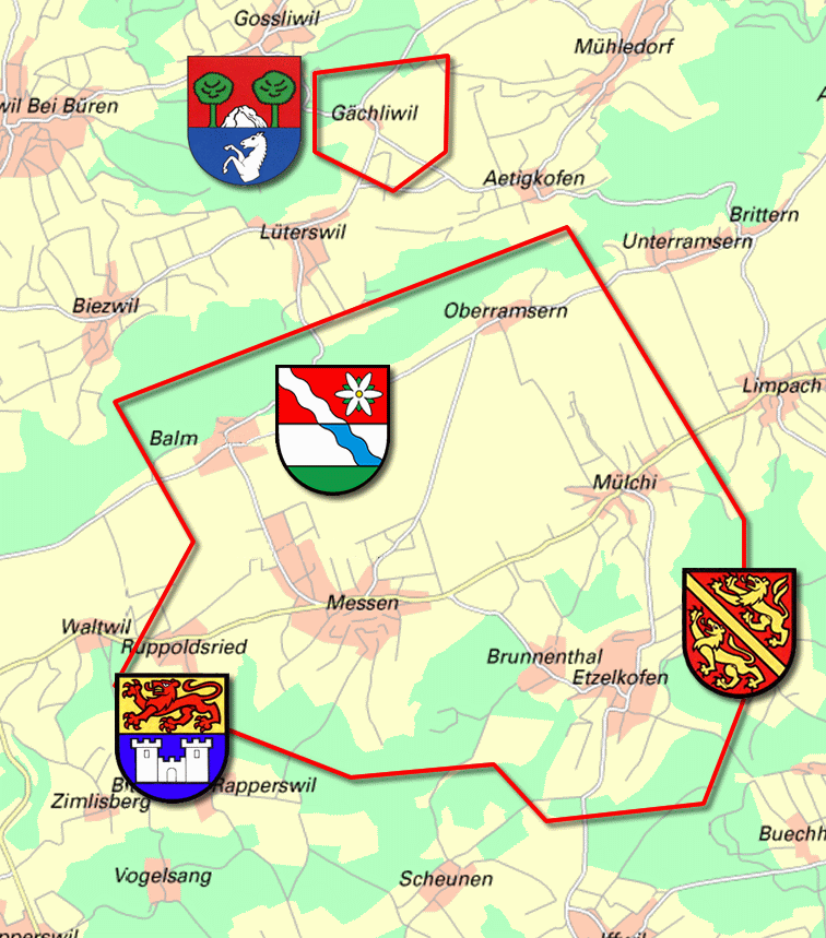 Einzugsgebiet der Kirchgemeinde Messen